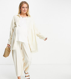 Белая рубашка в стиле oversized из ткани с добавлением льна Topshop Maternity-Белый