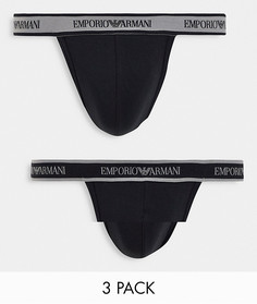 Набор из 2 трусов-джоков черного цвета с логотипом на поясе Emporio Armani Bodywear-Черный цвет