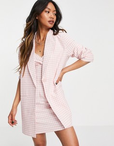 Удлиненный блейзер в клетку розового цвета (от комплекта) Heartbreak-Розовый цвет