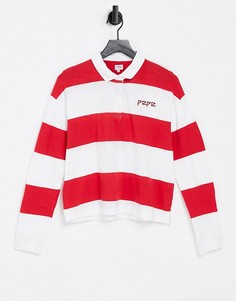 Oversized-футболка поло в стиле регби с логотипом и принтом в белую и красную полоску Pepe Jeans Aleida-Многоцветный