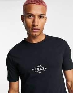 Черная футболка с вышивкой "Sports Club" Parlez-Черный цвет