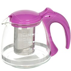 Чайник заварочный стекло,пластик, 0.75 л, с ситечком, подарочная упаковка, Violet, Стиль, 49-A082B