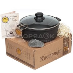 Кастрюля чугун, 3 л, с крышкой, Maysternya, Т402С3