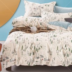 Постельное белье 2-спальное, простыня 200х220 см, 2 наволочки 50х70 см, пододеяльник 175х215 см, Cleo, сатин 22st/623-SL