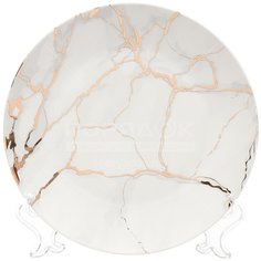 Тарелка десертная, керамика, 20 см, Белый мрамор, Daniks