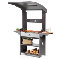 Мангал 1026х1582х2010 мм, 3 мм, разборный, гриль, полки, термоизоляция, стационарная крыша, Gratar, Professional Optim