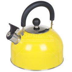 Чайник из нержавеющей стали Daniks GS-04011 желтый со свистком, 2.5 л