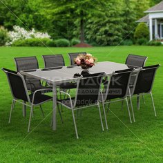 Мебель садовая Green Days, Элла, черная, стол, 190х90х72 см, 8 стульев