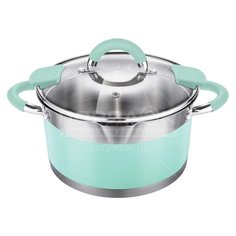 Кастрюля нержавеющая сталь, 3.1 л, с крышкой, Lara, Mint, LR02-542