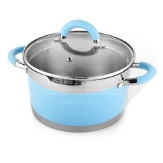 Кастрюля нержавеющая сталь, 4.4 л, с крышкой, Lara, Sky Blue, LR02-443