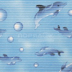 Коврик для ванной, 0.8х15 м, вспененный ПВХ, голубой, Вилина, Аква Стандарт Дельфины, 7017С