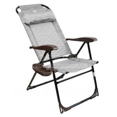 Кресло-шезлонг складное, металл, 113х58х110 см, 120 кг, серое, Nika, КШ2/4 бамбук