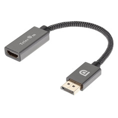 Кабель-переходник аудио-видео Telecom TA560, DisplayPort (m) - HDMI (f) , ver 1.2, ver 2.0, 0.2м, GOLD, серый Noname