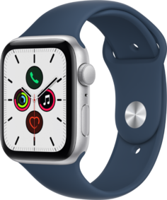 Умные часы Apple Watch SE, 44 мм, корпус из алюминия, спортивный ремешок (синий омут)