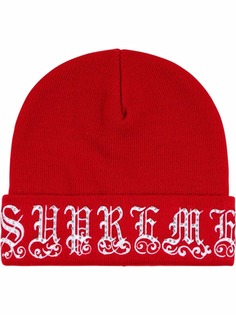 Supreme шапка бини Old English со стразами