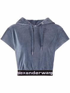 Alexander Wang укороченное худи с короткими рукавами и логотипом Alexanderwang.T