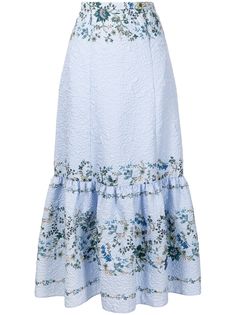 Erdem стеганая юбка с цветочным узором