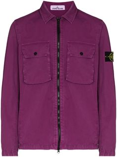 Stone Island куртка-рубашка с нашивкой-логотипом