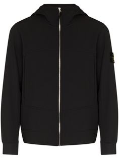 Stone Island худи на молнии с нашивкой-логотипом