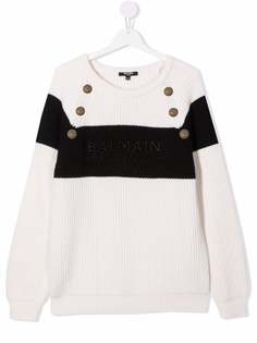 Balmain Kids джемпер с вышитым логотипом