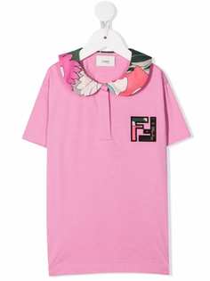 Fendi Kids рубашка поло с контрастным воротником