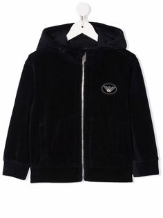 Emporio Armani Kids велюровая куртка с капюшоном