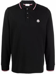 Moncler рубашка поло с длинными рукавами и нашивкой-логотипом