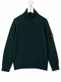 Stone Island Junior шерстяной джемпер с высоким воротником