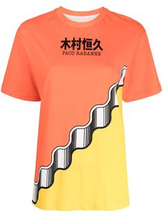 Paco Rabanne футболка в стиле колор-блок с логотипом