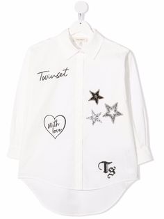 TWINSET Kids рубашка со стразами