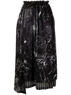 Ys юбка миди с графичным принтом Y's