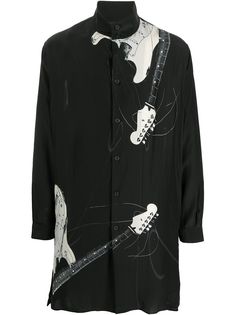 Yohji Yamamoto длинная рубашка с принтом