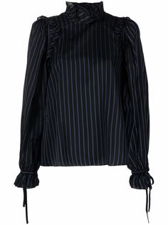 Comme Des Garçons Noir Kei Ninomiya полосатая блузка с высоким воротником