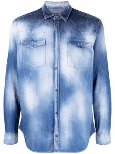 DONDUP джинсовая рубашка с выбеленным эффектом