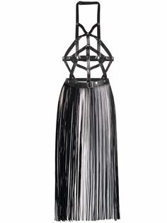 Manokhi кожаное платье с бахромой