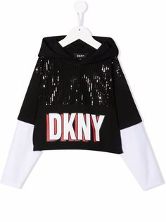 Dkny Kids худи в стиле колор-блок с пайетками