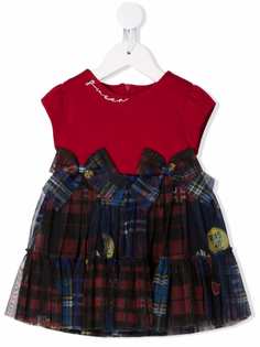 Lapin House платье с подолом в клетку тартан и бантами