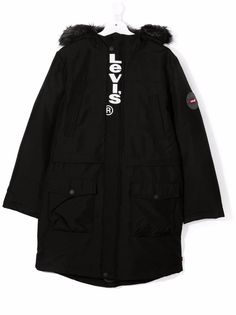 Levis Kids пальто с капюшоном и логотипом