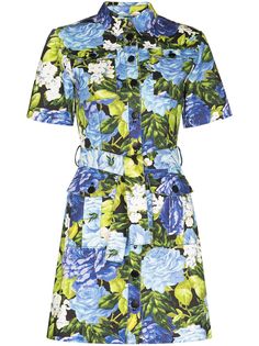 Richard Quinn платье-рубашка мини с цветочным принтом