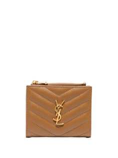 Saint Laurent стеганый картхолдер с монограммой