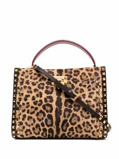 Valentino Garavani сумка-тоут Rockstud с леопардовым принтом