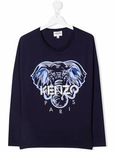 Kenzo Kids футболка с длинными рукавами и принтом Elephant
