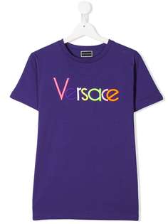 Versace Kids футболка с вышитым логотипом