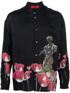 424 рубашка с цветочным принтом