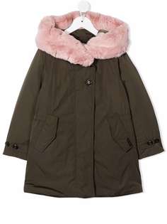 Woolrich Kids пальто с капюшоном и искусственным мехом