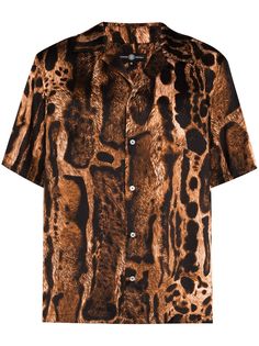 Edward Crutchley шелковая рубашка Ocelot с леопардовым принтом