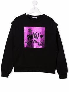 Pinko Kids толстовка с эффектом металлик и логотипом