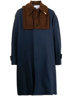 Kolor однобортное пальто с контрастной манишкой