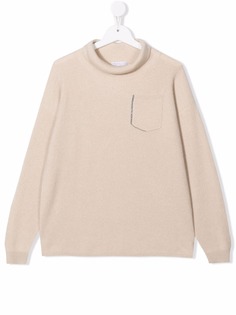 Brunello Cucinelli Kids кашемировый джемпер с высоким воротником
