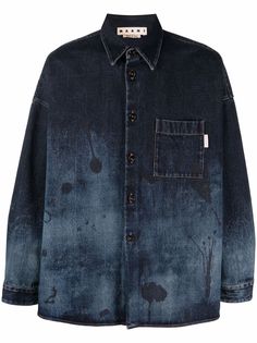 Marni джинсовая рубашка с абстрактным принтом